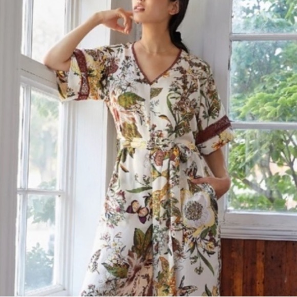 Anthropologie Pants - New Anthropologie Tiny Botanical Butterfly Print Jumpsuit XS NEW